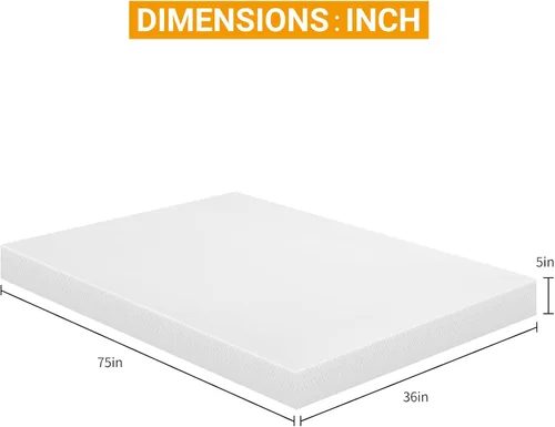 Miniatura 2 de Dkeli Colchón de tamaño individual, colchón de espuma viscoelástica de gel de 5 pulgadas para sueño fresco y alivio de presión, colchón de firmeza