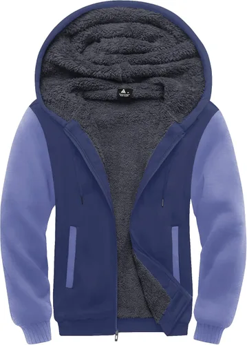 Miniatura 63 de SCODI Sudaderas con capucha para hombre, forro polar pesado, cremallera completa, forro de sherpa grueso, chaqueta con capucha