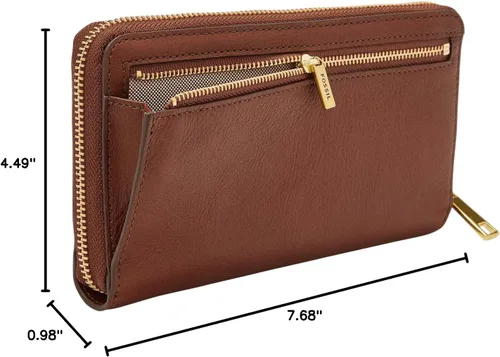 Miniatura 10 de Fossil Cartera Liza de piel con cremallera alrededor de la cartera con correa retráctil para la muñeca para mujer