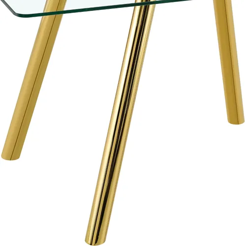 Miniatura 8 de Mesa de comedor de cristal de 51 pulgadas, mesa de comedor para 4-6, mesa de cocina dorada con patas de metal superior de vidrio templado