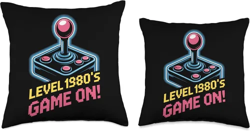 Miniatura 3 de Level 1980s Game On Retro Arcade Joystick Classic Gamer Throw Pillow
