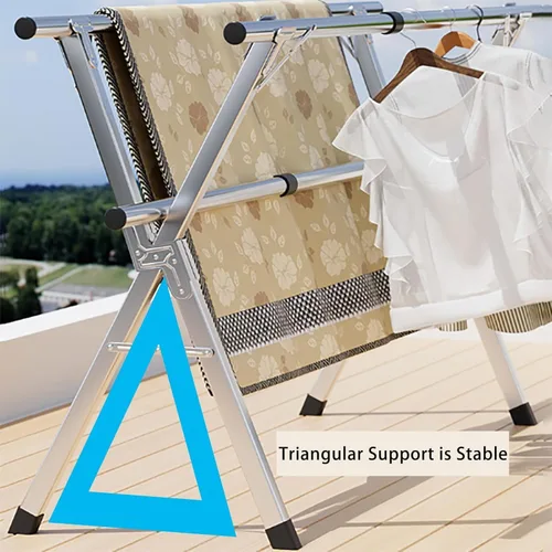 Miniatura 4 de Estante de secado de ropa plegable para interiores y exteriores, longitud ajustable portátil, fácil de mover, ahorro de espacio, proporciona un