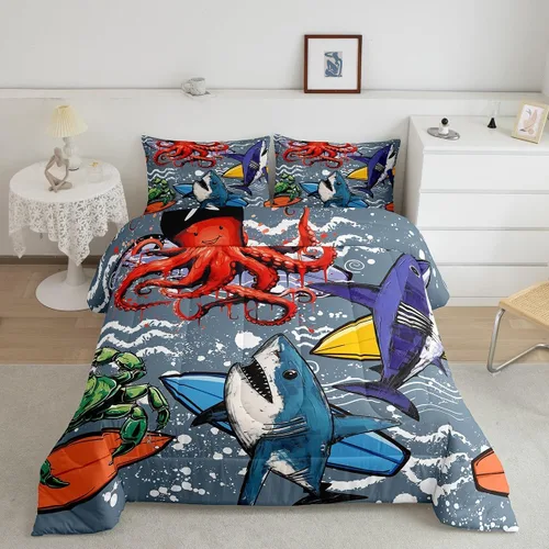 Miniatura 34 de Feelyou, juego de ropa de cama estilo vaquero tamaño individual para niños, juego de edredón occidental para niños y niñas, desierto del lejano