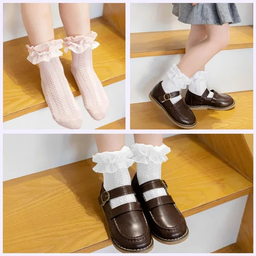 Miniatura 3 de Mini angel Calcetines de encaje con volantes para niñas, calcetines de vestir de princesa para niñas pequeñas, 36 pares