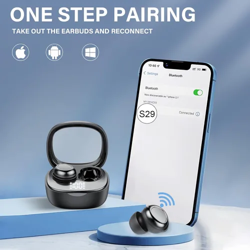 Miniatura 5 de Auriculares para dormir, nuevos auriculares inalámbricos verdaderos, ultra mini Bluetooth 5.4 para dormir de lado, reproducción de alta fidelidad