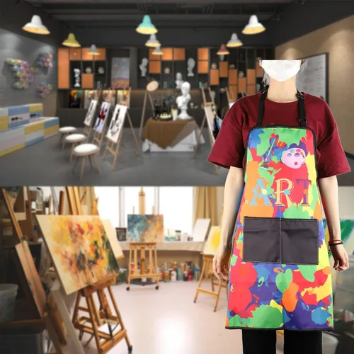 Miniatura 6 de MBMSO Delantal de pintor de artista con bolsillos, regalo para pintores de arte, regalo para amantes del arte, regalo para profesores de arte