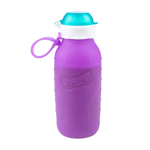 Miniatura 12 de Aqua 3.5 oz Squeasy Snacker - Bolsa de comida reutilizable de silicona a prueba de derrames - para alimentos blandos y líquidos - Agua, salsa