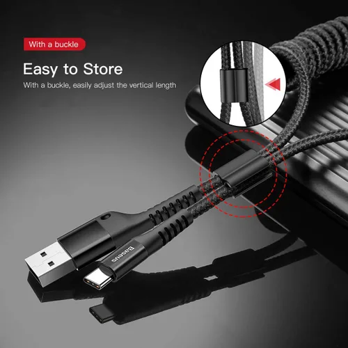 Miniatura 2 de Baseus Cable USB tipo C para automóvil, cable retráctil (3 pies) rizado USB A a USB-C, cable de carga rápida compatible con Samsung Galaxy S10 S9 S8