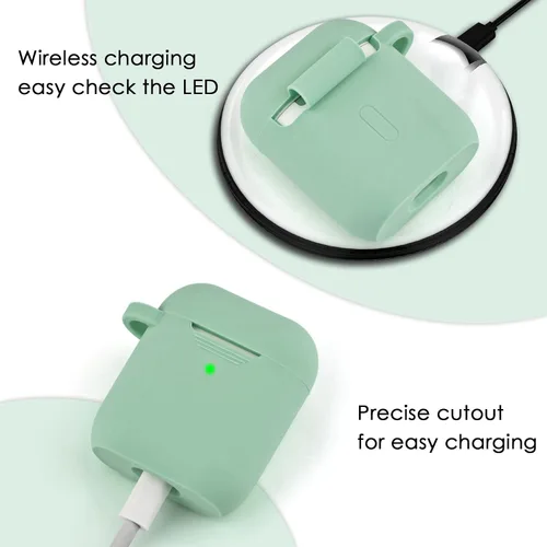 Miniatura 5 de Filoto Compatible con funda para Airpod, bonita funda 2/1 para mujer, funda protectora de silicona con llavero de pulsera (verde cactus)