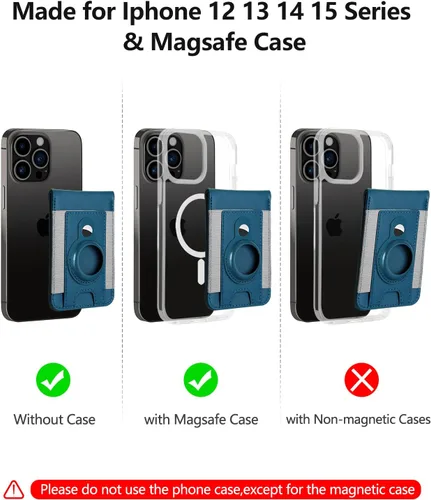 Miniatura 8 de ExtreLife Cartera Magsafe con soporte para Airtag, cartera magnética para iPhone serie 16/15/14/13/12, soporte para 9 tarjetas, ventana de Azul