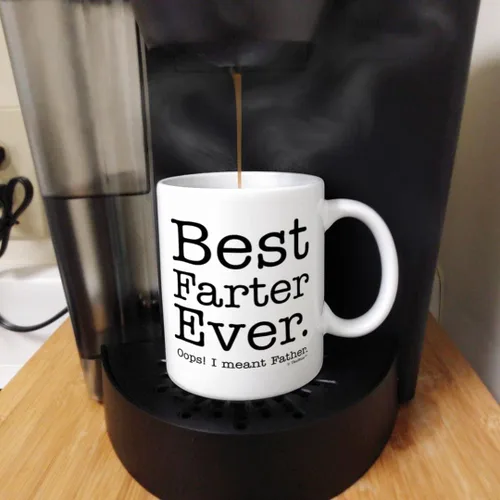 Miniatura 5 de Regalo de cumpleaños para papá, taza de café/té con la leyenda "Best Farter Ever Oops Mean Father", Blanco 11oz White