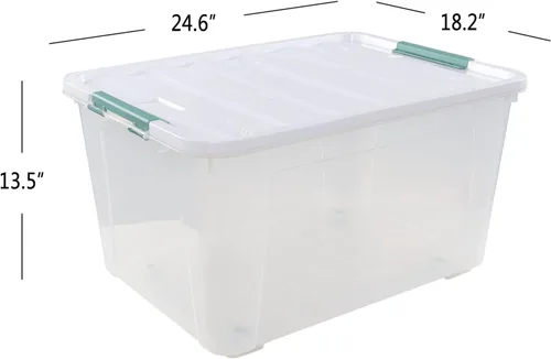 Miniatura 3 de Contenedores de almacenamiento grandes de 85 cuartos con ruedas/cierres/tapas, caja de plástico transparente