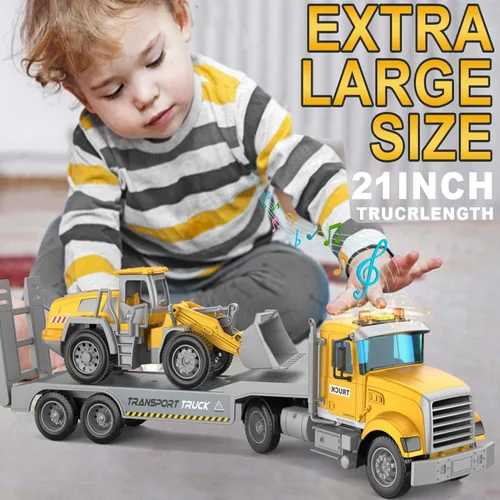 Miniatura 2 de DOWELLIN Vehículo transportador de juguetes para niños, incluye auto transportador y camión bulldózer, juguete de autos, regalo de cumpleaños