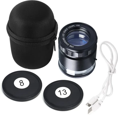 Miniatura 9 de 10 lupas recargables Jewelers con luces LED y 3 escalas de retícula, campo de visión de 0.98 pulgadas, enfoque ajustable con lupa de joyería