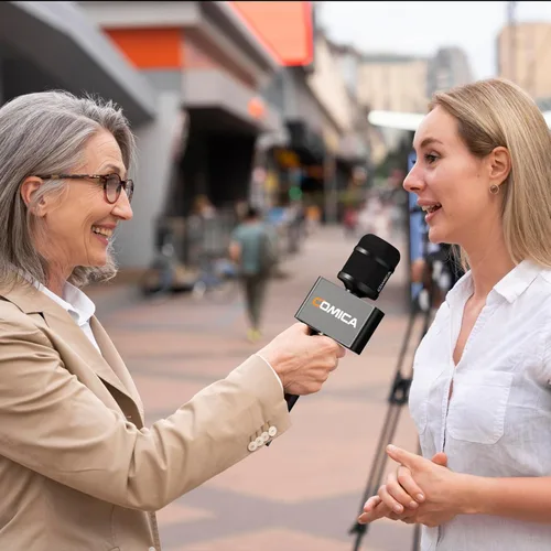 Miniatura 8 de COMICA Revo S Micrófono de mano inalámbrico, micrófono profesional de entrevista de mano para iPhone16 15, teléfonos Android, computadoras