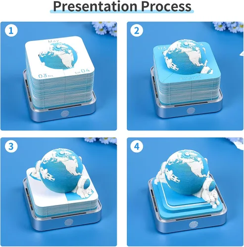 Miniatura 7 de RSLIPIN Bloc de Notas 3D Pieza de Tiempo Calendario 2026, Calendario 3D 2026 Calendario de Escritorio con Luces Notas de Bricolaje Bloc de Notas
