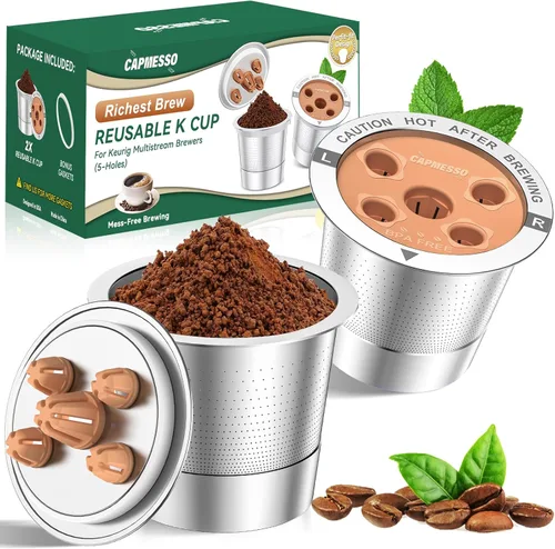 CAPMESSO Tazas K reutilizables para Keurig: filtro de café de acero inoxidable My K Cup actualizado 2025 cápsulas de café recargables para K