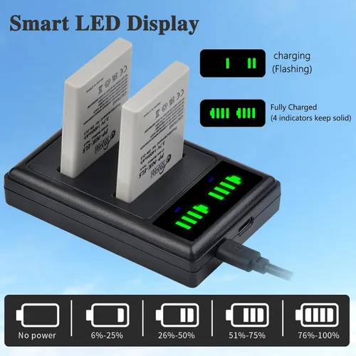 Miniatura 4 de Pickle Power EN-EL5 Batería 2-Pack y Cargador Dual LED para cámaras Nikon CoolPix P530, P520, P510, P100, P500, P90, P80, P5100, P5000, P6000, 3700