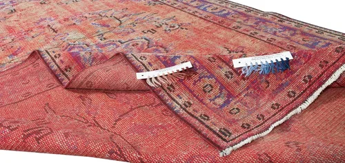 Miniatura 3 de 5.7x9 Ft 1960s Orange Over-Dyed Rug for Modern Interiors, Turkish Handmade Carpet