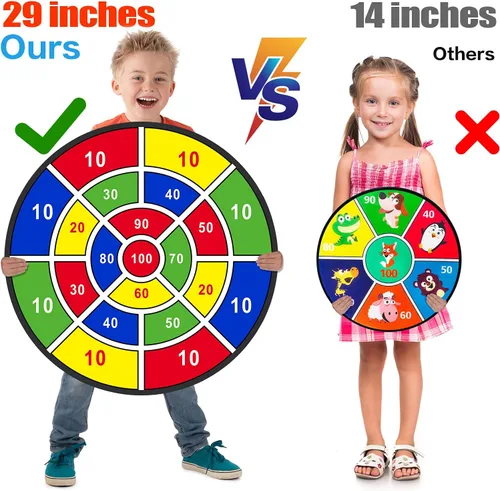 Miniatura 2 de BooTaa Tablero de dardos grande de 29 pulgadas para niños, tablero de dardos para niños con bolas adhesivas, juguetes para niños y niñas