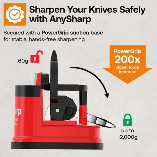 Miniatura 4 de AnySharp – GLOBAL – Afilador de cuchillos manos libres - Fácil herramienta de afilado con base de succión PowerGrip y ángulo preestablecido de 20