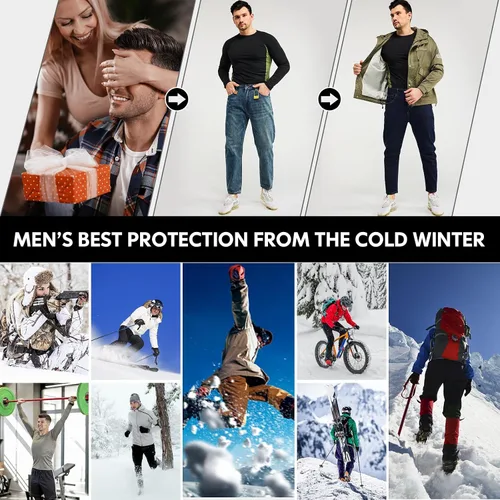 Miniatura 7 de romision Thermal Underwear for Men Long Johns Fleece Lined Hunting Gear Bottom Top Set Base Layer for Cold Weather XS-4XL