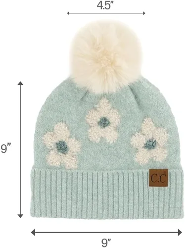 Miniatura 5 de C.C Southwest - Gorro de punto con pompón para mujer, unisex, elástico, suave, cálido, con piel sintética, gorro de invierno