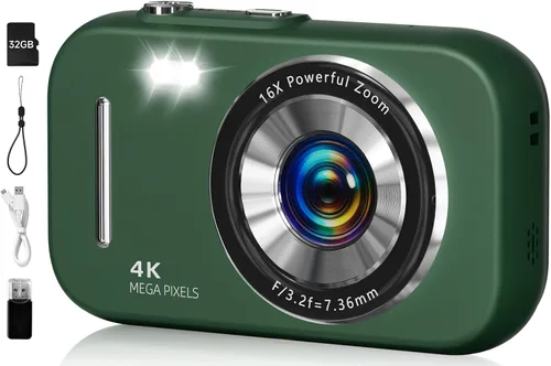 Miniatura 8 de Y2K - Cámara digital retro para adolescentes, cámara compacta 4K para apuntar y disparar con filtros vintage, mini cámara de vlogging de regalo