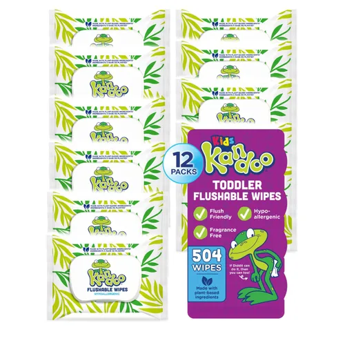 Kandoo Kids toallitas húmedas de limpieza para el entrenamiento de baño de niños, 42 toallas por contenedor (paquete de 12)