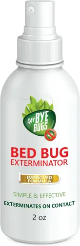 Say Bye Bugs Spray para Chinches de Cama Tamaño de Viaje: No Tóxico y Mata al Contacto. Spray para Chinches Libre de Manchas y Olores. Nueva Fórmula
