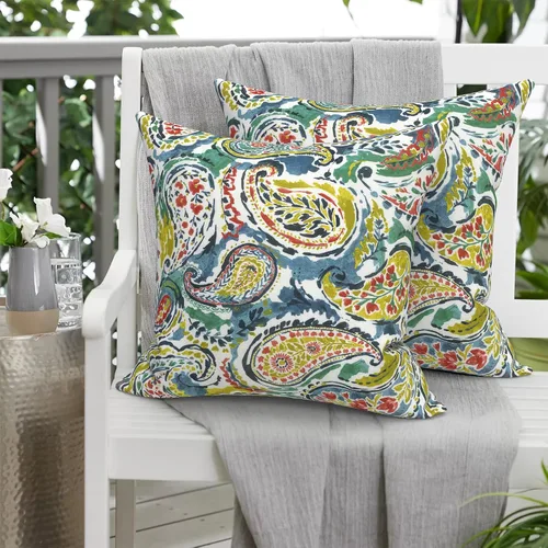 Miniatura 67 de Juego de 2 almohadas para exteriores de 16 x 16 pulgadas, repelentes al agua con interiores, para muebles de patio, hogar, jardín, geometría bohemia