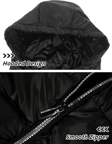 Miniatura 5 de Happy Cherry Boys Shiny Quilted Vest, Teens Hooded Vest Zipper Sleeveless Jacket