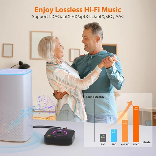 Miniatura 3 de 1Mii B06S+ Receptor Bluetooth 5.2 LDAC para sistema estéreo del hogar, transmisión de música de alta resolución, adaptador de audio inalámbrico