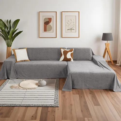 Miniatura 9 de MYSKY HOME Funda de Sofá Seccional para Perros, 2 Piezas Fundas de Sofá para Sofá en Forma de L, Funda de Sofá Lavable, Protector de Muebles Funda