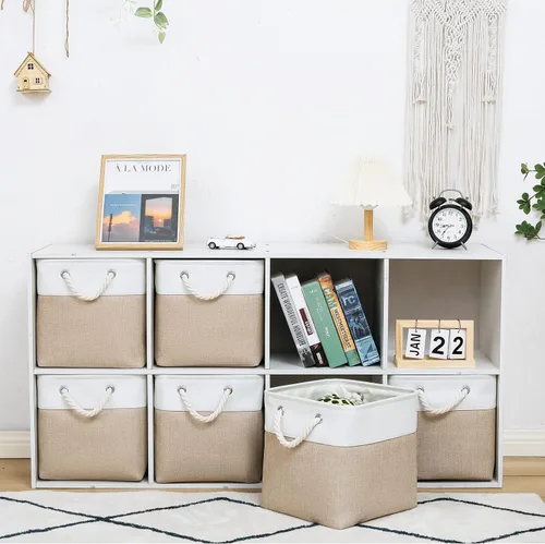 Miniatura 2 de MidmmVick Contenedores de almacenamiento de cubos de 11 x 11 pulgadas, paquete de 6 cubos de almacenamiento plegables grandes de tela con cuerdas
