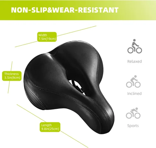 Miniatura 3 de Asiento de bicicleta, asiento de bicicleta más cómodo, doble absorción de golpes, espuma viscoelástica, impermeable, silla de montar de bicicleta