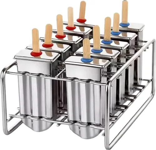Molde de paletas de acero inoxidable 304 con soporte de paletas de acero inoxidable, base de bastidor, molde para paletas de hielo, moldes para