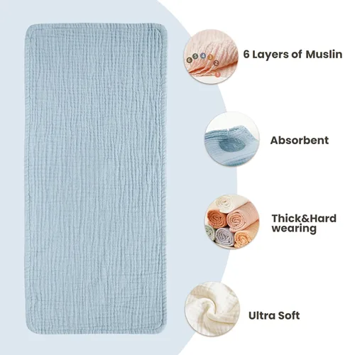 Miniatura 3 de Konssy - Paquete de 6 paños de muselina para eructos de bebé, ropa de eructos suaves y absorbentes 100 % algodón para recién nacidos, bebés niños