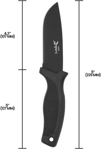Miniatura 6 de Zenport Cuchillo de caza 14034G 4.2 440 Hoja de acero inoxidable, vaina, 9 pulgadas de largo, mango negro Agarradera negra