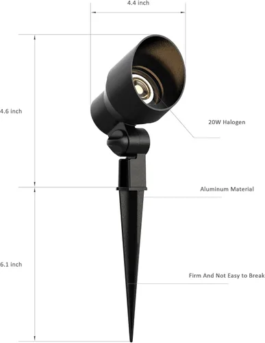 Miniatura 6 de Malibu 8301-9604-08 - Focos de bajo voltaje, iluminación de paisaje al aire libre, 20 W, 145 lúmenes, luz de inundación halógena 2800 K con pico