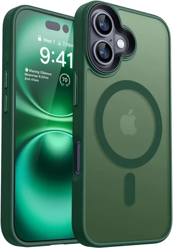Miniatura 17 de CANSHN Funda magnética para iPhone 15 [compatible con MagSafe y probada contra caídas de grado MIL], funda delgada translúcida mate, antiarañazos, a