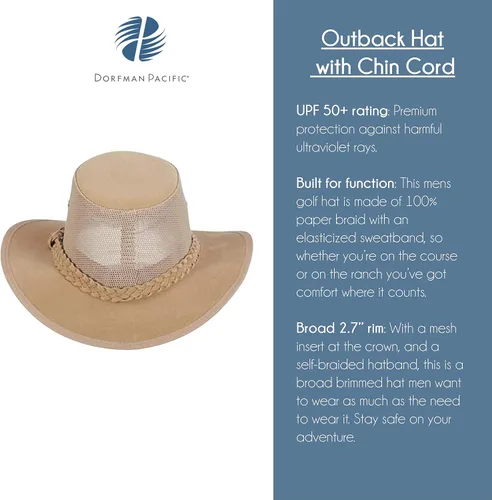Miniatura 2 de Dorfman Pacific Co. sombrero absorbente con lados de malla para hombre, LXL, Natural