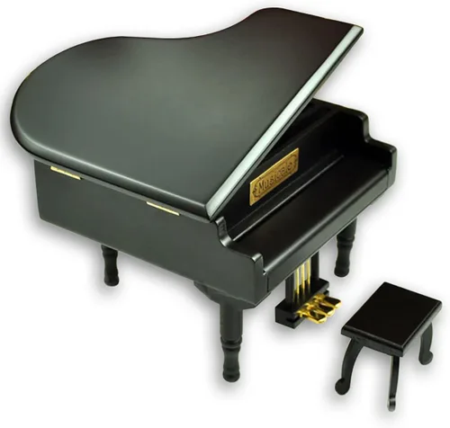Miniatura 3 de BinkeGG Caja de música de piano de cola de madera negra de cuerda con mecanismo musical Sankyo. Melodía: Cuando pides un deseo a una estrella