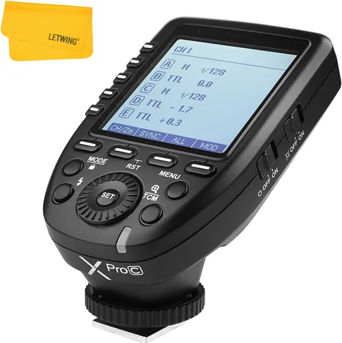 Godox Disparador de flash inalámbrico XPro-C TTL para cámara Canon, sistema inalámbrico 2.4G X, diseño inclinado de pantalla grande HSS 1/8000s, 5