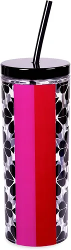 Miniatura 12 de kate spade new york Vaso aislado con popote reutilizable, taza de viaje de acrílico negro de 24 onzas con tapa, lunares Polka Dots