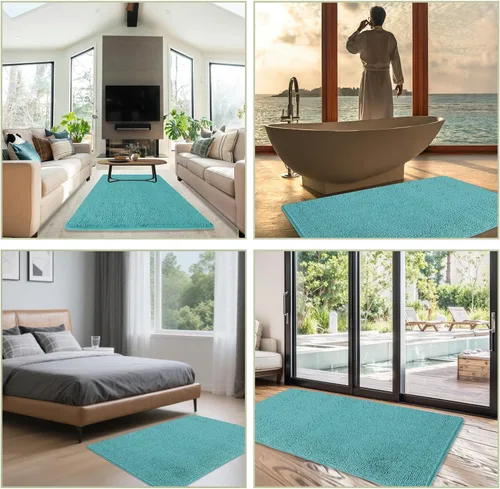 Miniatura 280 de Alfombra de baño pequeña de 12 x 18 pulgadas, lavable y absorbente, antideslizante, alfombra de baño de felpilla gruesa y suave para baño, ducha