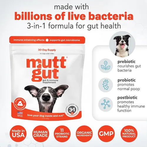 Miniatura 4 de Suplemento en polvo 3 en 1 totalmente natural para perros, prebióticos y posbióticos, probióticos para perros con 135 mil millones de UFC