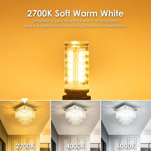 Miniatura 3 de Bombilla LED G9 regulable de 2700 K blanco cálido suave, paquete de 6, T4 G9 de 4 W de reemplazo para 40 vatios de halógeno, base cerámica de doble
