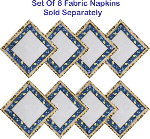 Miniatura 5 de Home Bargains Plus Mantel rectangular de tela, 52 x 70 pulgadas, jardín de limón azul, para interiores y exteriores, resistente a las manchas y al