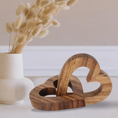 Miniatura 8 de Lightzz Regalos románticos de corazón para el día de San Valentín para ella, forma de corazones de madera hechos a mano para pareja, esposa, marido